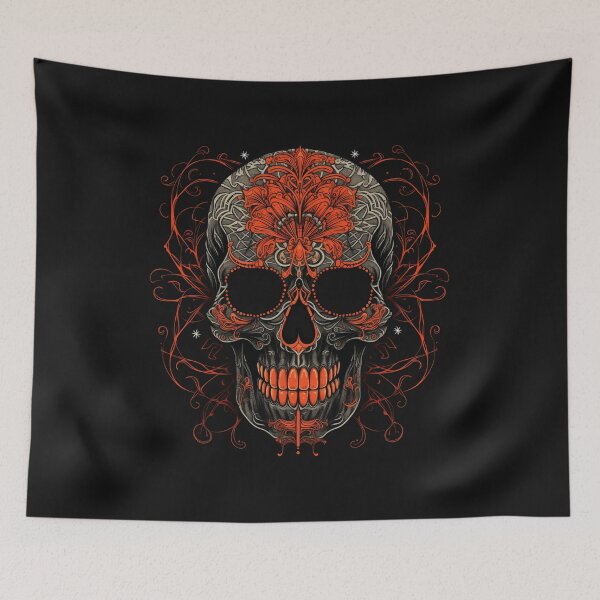 Item preview, Silver and Orange Skull head tattoo design designed and sold by Goku Creations.