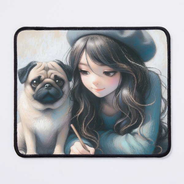 Item preview, Artist's Companion Pug Illustration designed and sold by inkArtistryfine.
