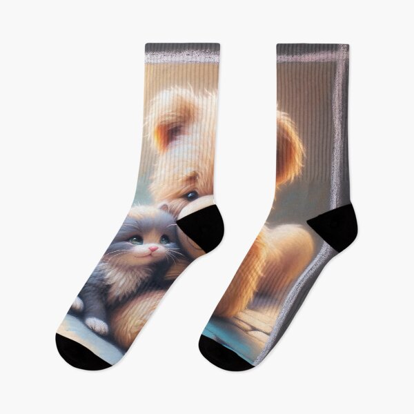 Item preview, Cherished Companions Teddy and Kitten Art designed and sold by inkArtistryfine.