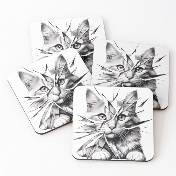 Item preview, "Captivating Cat Collage: Broken Mirror Effect, Surreal Visual Narrative" designed and sold by Huycao211.
