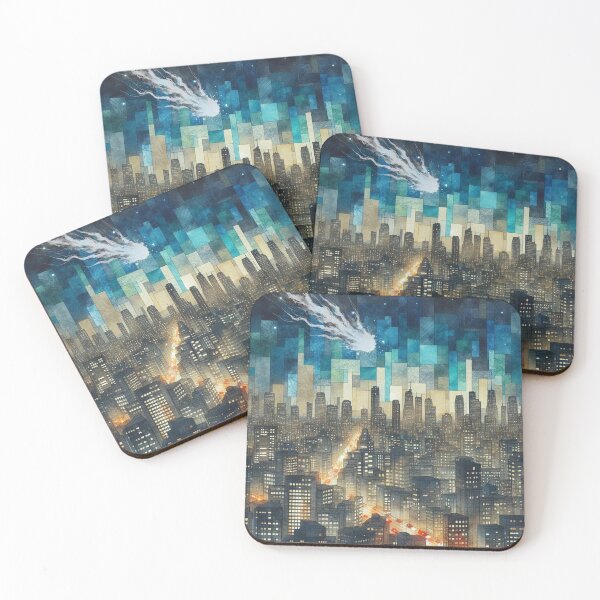 Item preview, Armageddon Cityscape Under a Starlit Night - Geometric Scene designed and sold by HausKatz.