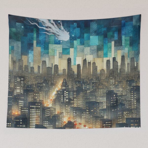Item preview, Armageddon Cityscape Under a Starlit Night - Geometric Scene designed and sold by HausKatz.