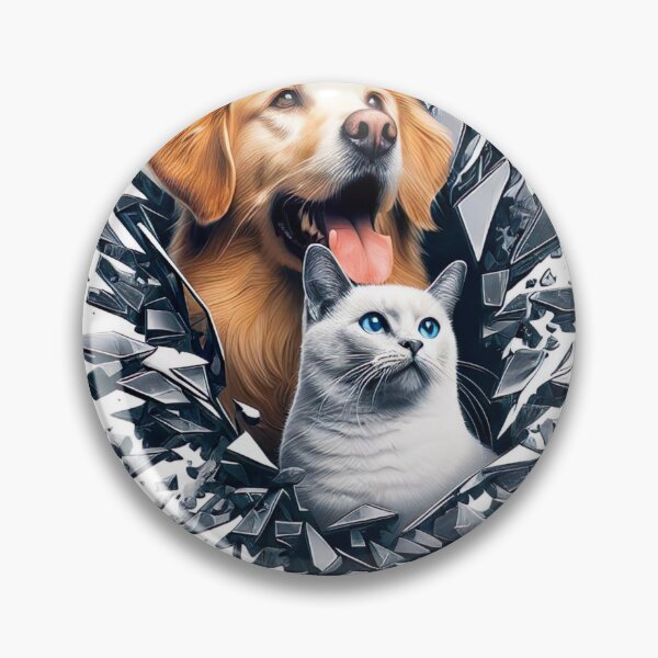 Item preview, "Diverse Cat and Dog Collage: Captivating Broken Mirror Visuals" designed and sold by Huycao211.