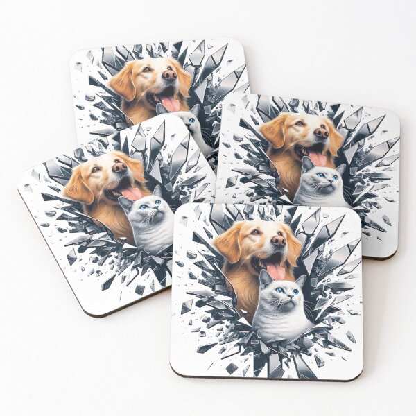 Item preview, "Diverse Cat and Dog Collage: Captivating Broken Mirror Visuals" designed and sold by Huycao211.