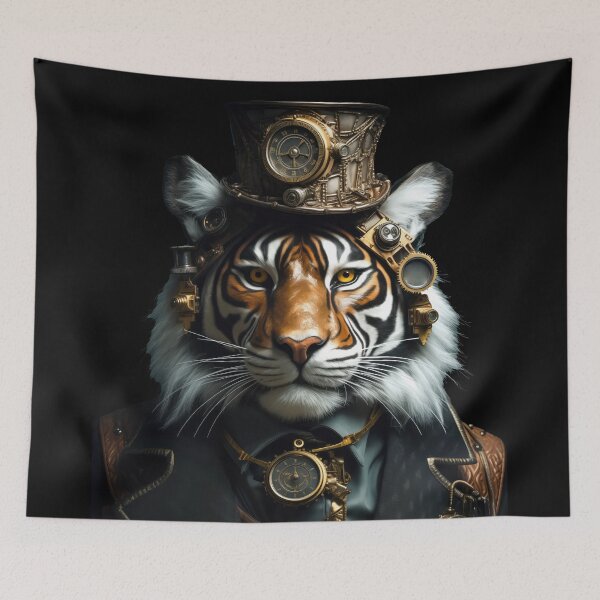 Item preview, Steampunk Clockwork Tiger Captain Modern Art for mens designed and sold by lematworks.