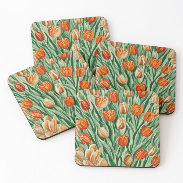 Item preview, Orange Tulips Painting Pattern designed and sold by TheRedPixels.