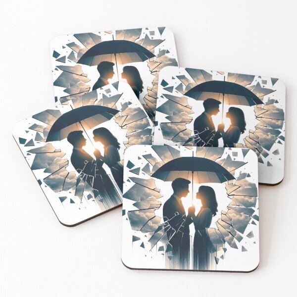 Item preview, "Romantic Umbrella Embrace: Captivating Photo with Broken Mirror Effect" designed and sold by Huycao211.