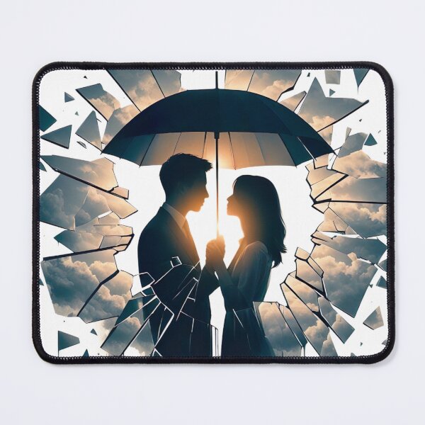 Item preview, "Romantic Umbrella Embrace: Captivating Photo with Broken Mirror Effect" designed and sold by Huycao211.