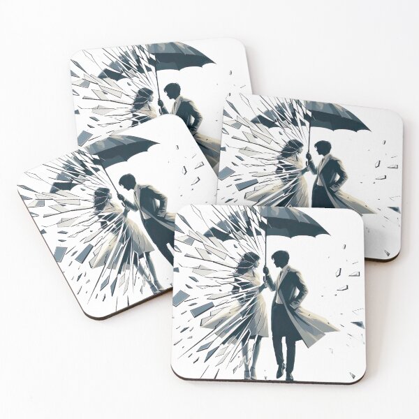 Item preview, "Romantic Umbrella Embrace: Captivating Photo with Broken Mirror Effect" designed and sold by Huycao211.