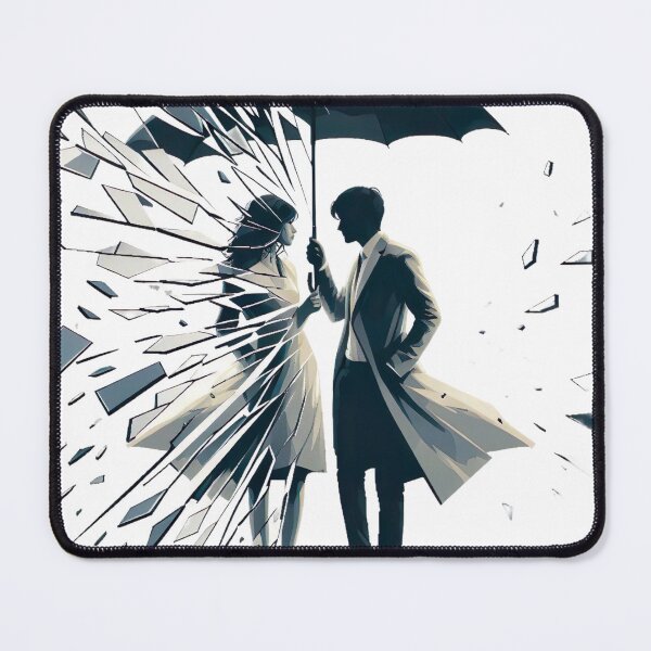 Item preview, "Romantic Umbrella Embrace: Captivating Photo with Broken Mirror Effect" designed and sold by Huycao211.