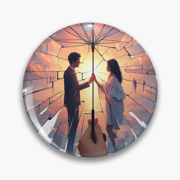 Item preview, "Romantic Umbrella Embrace: Captivating Photo with Broken Mirror Effect" designed and sold by Huycao211.