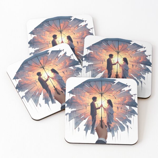 Item preview, "Romantic Umbrella Embrace: Captivating Photo with Broken Mirror Effect" designed and sold by Huycao211.