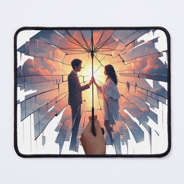 Item preview, "Romantic Umbrella Embrace: Captivating Photo with Broken Mirror Effect" designed and sold by Huycao211.