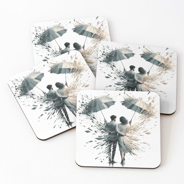 Item preview, "Romantic Umbrella Embrace: Captivating Photo with Broken Mirror Effect" designed and sold by Huycao211.