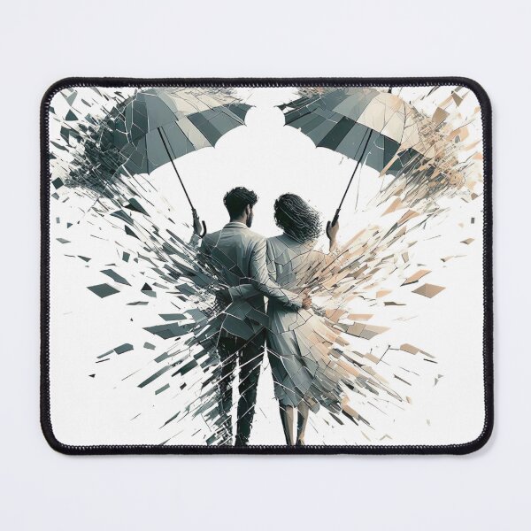 Item preview, "Romantic Umbrella Embrace: Captivating Photo with Broken Mirror Effect" designed and sold by Huycao211.