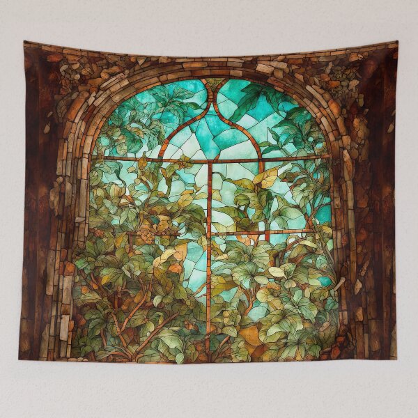 Item preview, Stained Glass Window In An Old Abandoned Mansion designed and sold by LanaGustavsson.