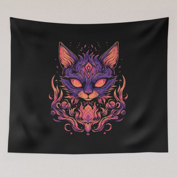 Item preview,  American Traditional Cat in a flame Tattoo designed and sold by Goku Creations.
