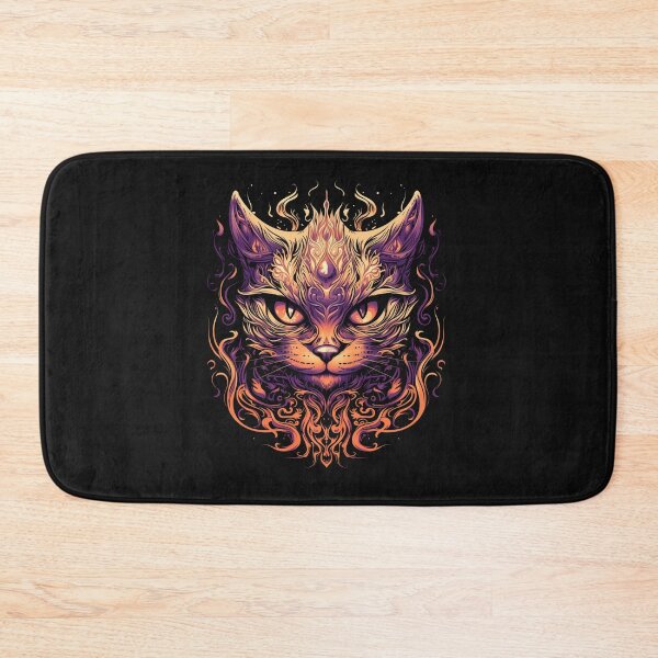 Item preview, American Traditional Cat in a flame Tattoo designed and sold by Goku Creations.
