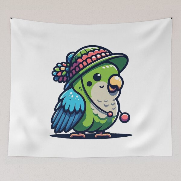 Item preview, Quaker Parrot with Hat designed and sold by MushroomHut.