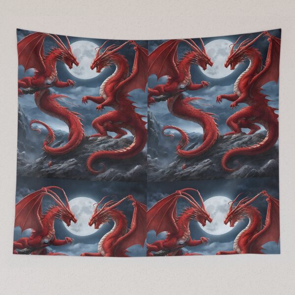 Item preview, Red Dragons Fighting in Moonlight gifts designed and sold by GoodStuff66.