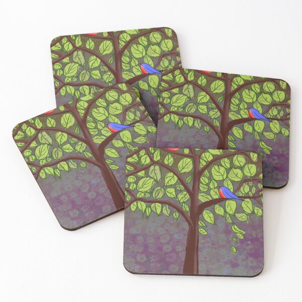 Item preview, birds of the love Tree summer green tree designed and sold by wrightsonarts.