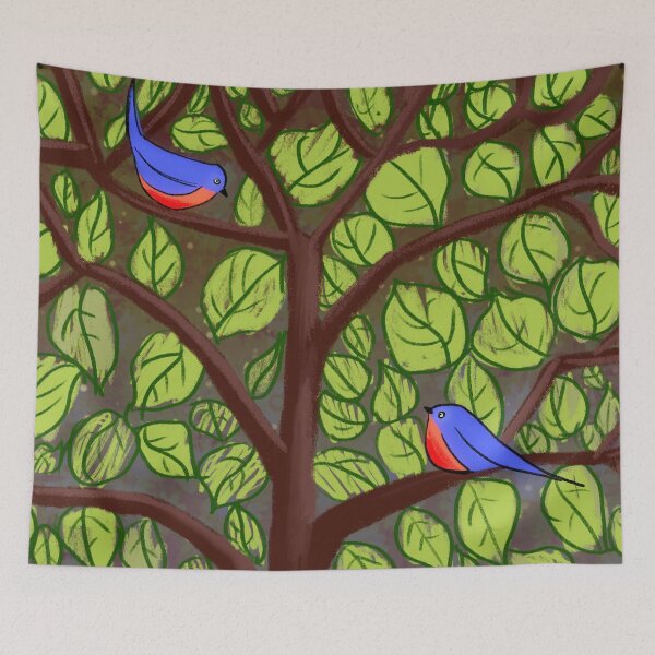 Item preview, birds of the love Tree summer green tree designed and sold by wrightsonarts.