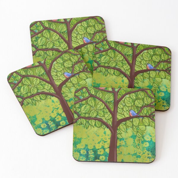 Item preview, birds of the love Tree summer happy art green edition designed and sold by wrightsonarts.