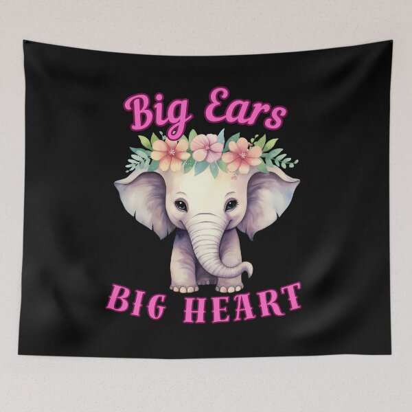 Item preview, Big Ears, Big Heart. elephant saying designed and sold by ElephantVibes.
