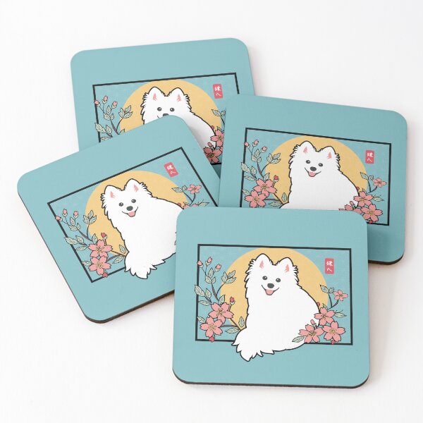 Item preview, Cute Japanese Spitz Dog Shinji with Sakura Hanafuda - Kamahachi Design designed and sold by kamahachi.