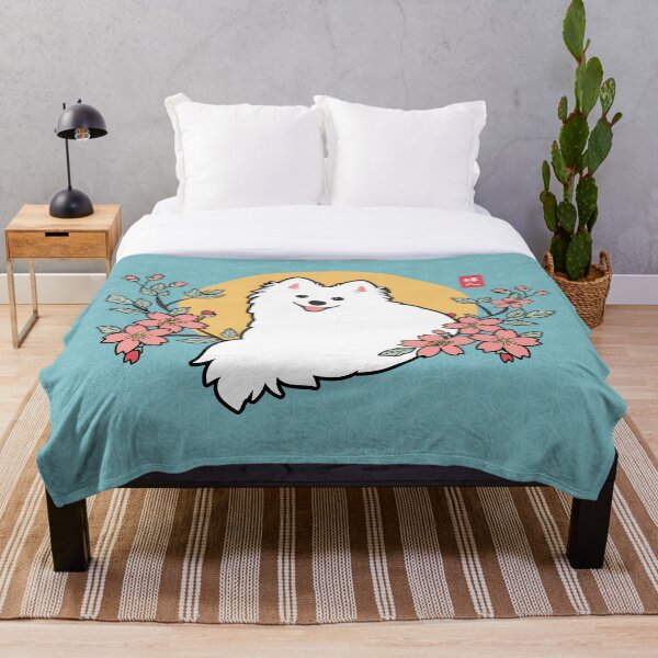 Item preview, Cute Japanese Spitz Dog Shinji with Sakura Hanafuda - Kamahachi Design designed and sold by kamahachi.