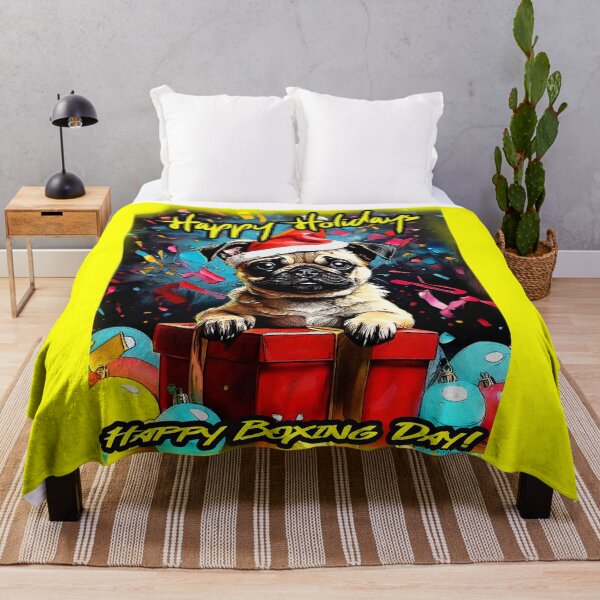 Item preview, Pug HAPPY HOLIDAYS 128 BOXING DAY designed and sold by RedBluffTraders.