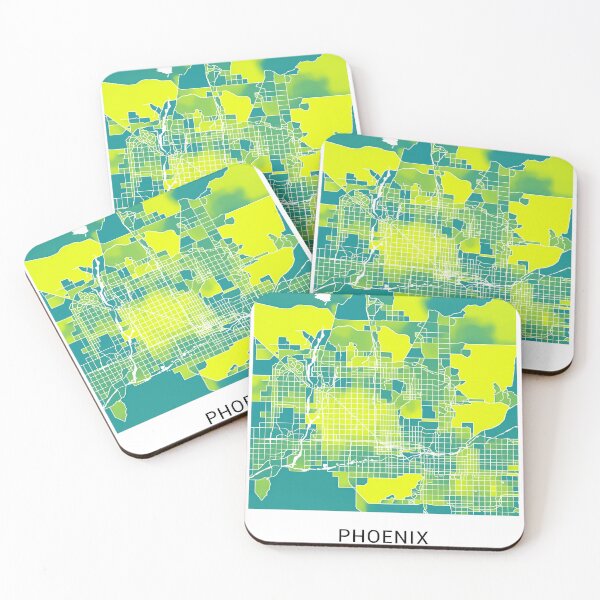 Item preview, Phoenix Arizona Named City Map - Green-Yellow Duotone designed and sold by StylishStacks.