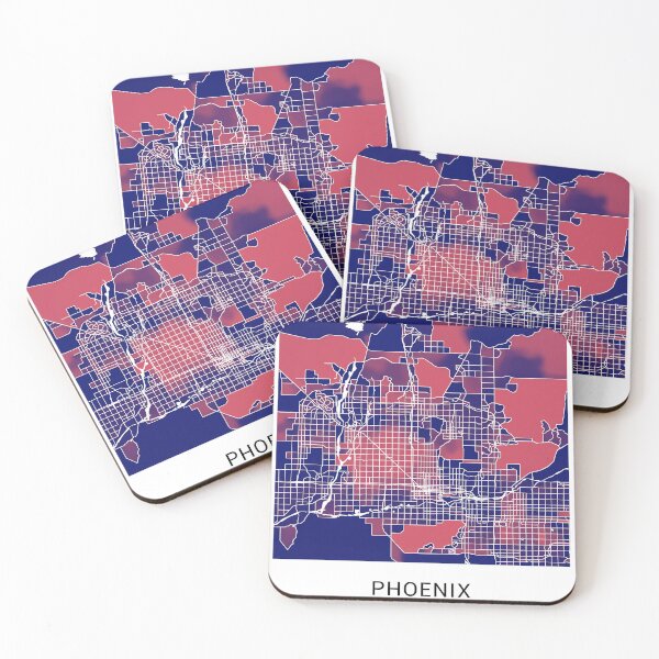 Item preview, Phoenix Arizona Named City Map - Red-Blue Duotone designed and sold by StylishStacks.