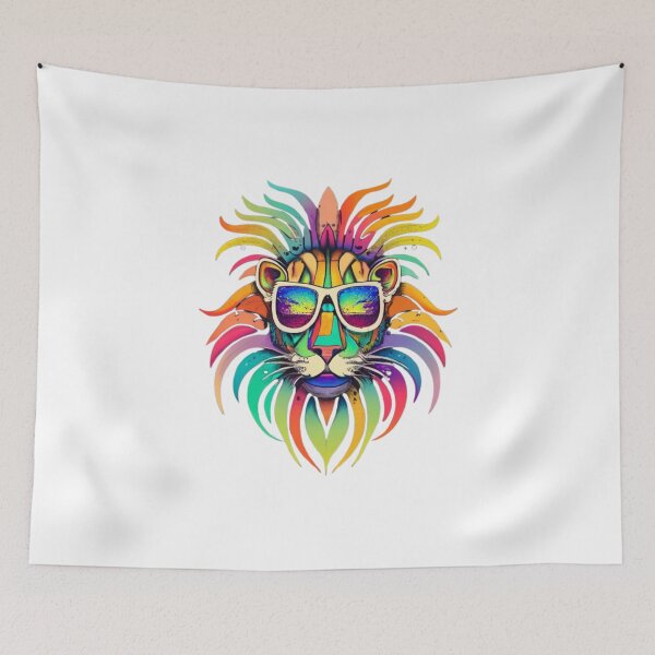 Item preview, Colorful Psychedelic LIon for kitten lovers  designed and sold by funnyshop222.