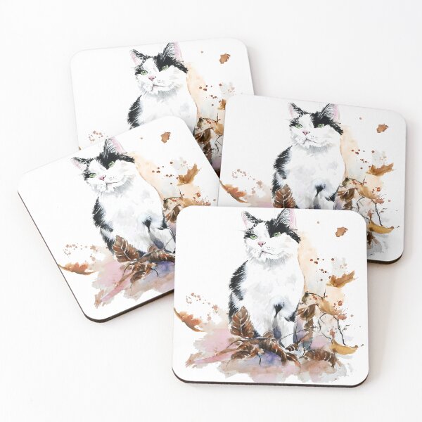 Item preview, Black and white cat in autumn designed and sold by CorneliaPilz.