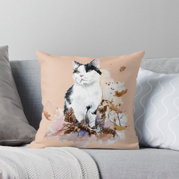 Item preview, Black and white cat in autumn designed and sold by CorneliaPilz.