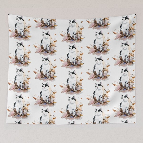 Item preview, Black and white cat in autumn designed and sold by CorneliaPilz.
