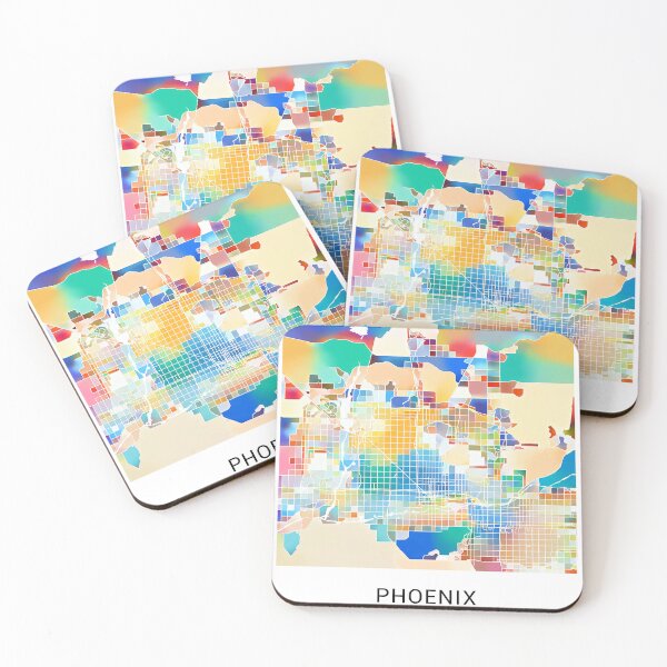 Item preview, Phoenix Arizona Named City Map - Tropical Rainbow Scheme designed and sold by StylishStacks.