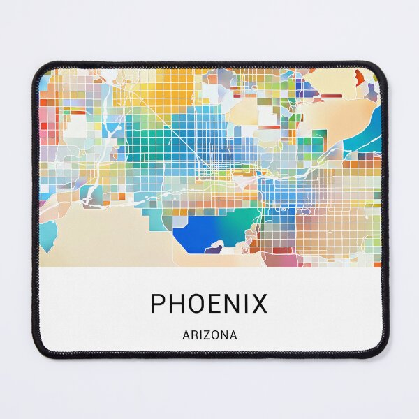 Item preview, Phoenix Arizona Named City Map - Tropical Rainbow Scheme designed and sold by StylishStacks.