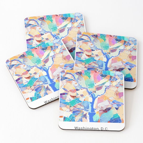 Item preview, Washington DC Named City Map - Tropical Rainbow Scheme designed and sold by StylishStacks.