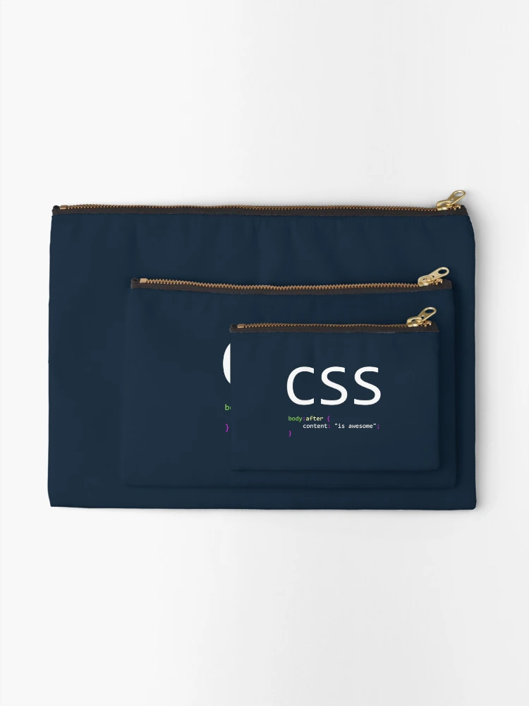 Thumbnail 2 of 4, Zipper Pouch, CSS is awesome - Computer Programming designed and sold by Programming Jokes.