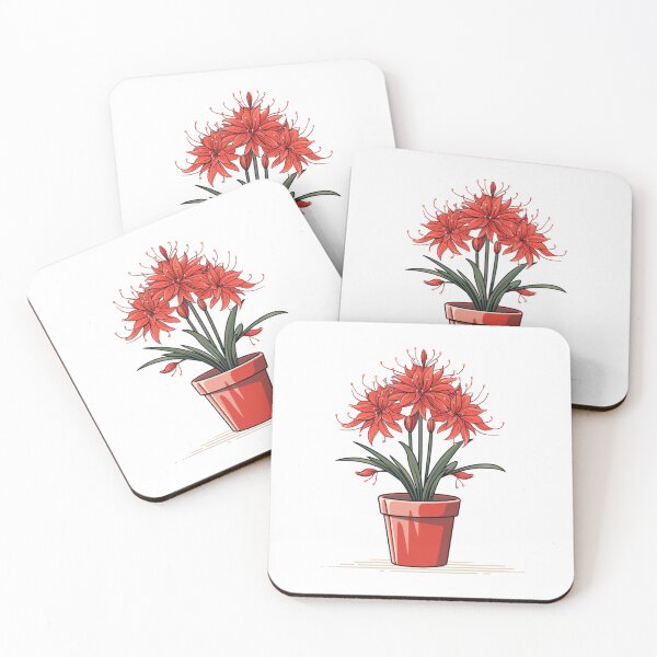 Item preview, Red Spider Lily lycoris radiata in the pot in vector style  designed and sold by MilkyBerryShop.