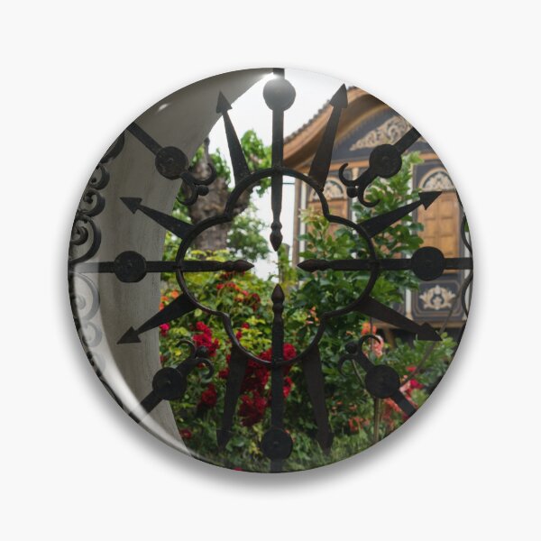 Item preview, Rose Garden Through an Elegantly Barred Fence Window  designed and sold by Georgia Mizuleva.