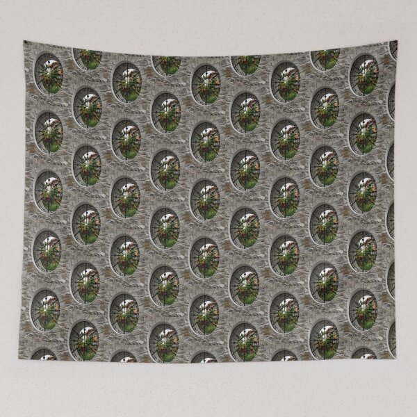 Item preview, Rose Garden Through an Elegantly Barred Fence Window  designed and sold by Georgia Mizuleva.