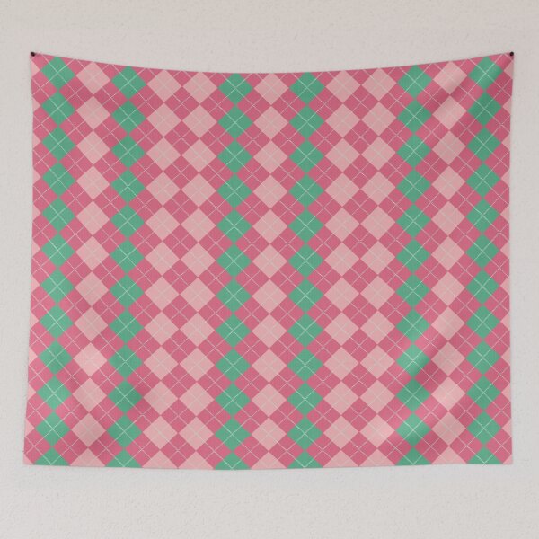 Aperçu de l'œuvre motif argyle motif carré rose pastel et vert créée et vendue par D- Day.