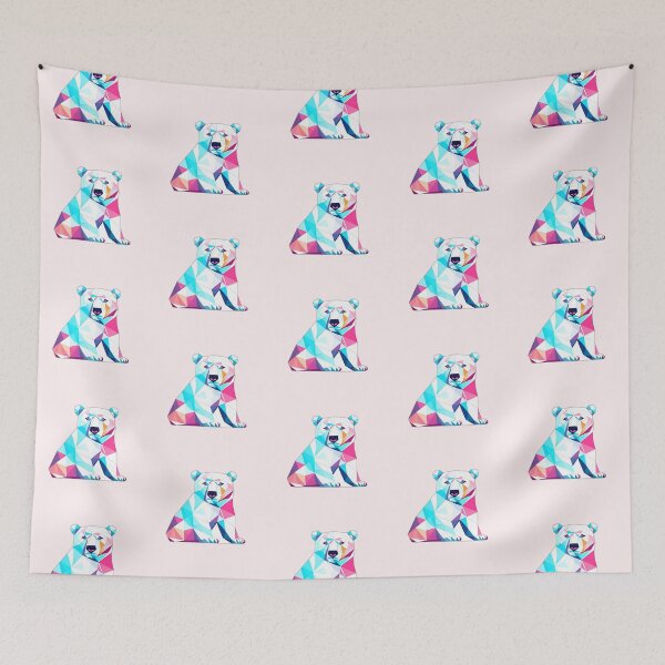 Item preview, Colourful Angry Polar Bear Geometric Shaped Artwork designed and sold by Geonimalia.