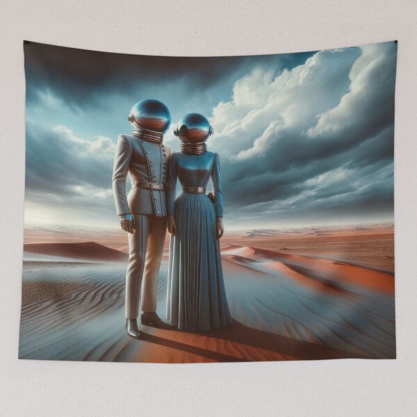Item preview, Desert Duet: A Retro-Futuristic Ballad Amidst the Sands of Solitude designed and sold by artwaves.