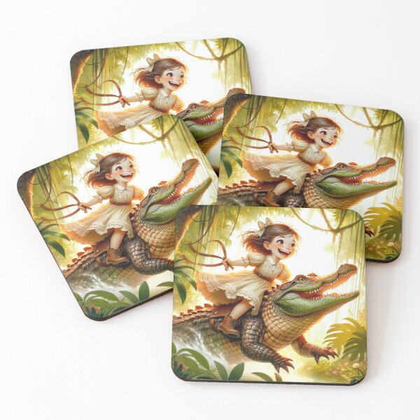 Item preview, Whimsical Wilderness Waltz: A Young Explorer's Glee on a Gentle Crocodile designed and sold by artwaves.