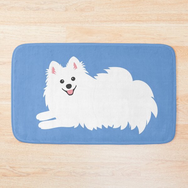 Item preview, Waiting Japanese Spitz Puppy Dog - KamaHachi Sky Blue designed and sold by kamahachi.