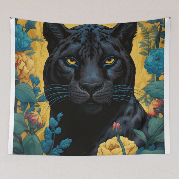 Item preview, Panther & Floral Silk Art Graphic designed and sold by GrinGalore.